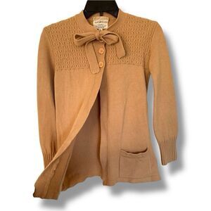 The Broadway Women’s Vintage 60’s Wool Cardigan Sweater Tan Sz L
